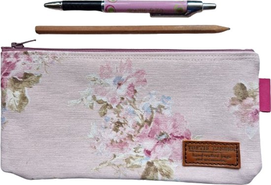 Toetie & Zo - Trousse à crayons - Tissu - Fleurs - Rose - Trousse mobile - Trousse de maquillage