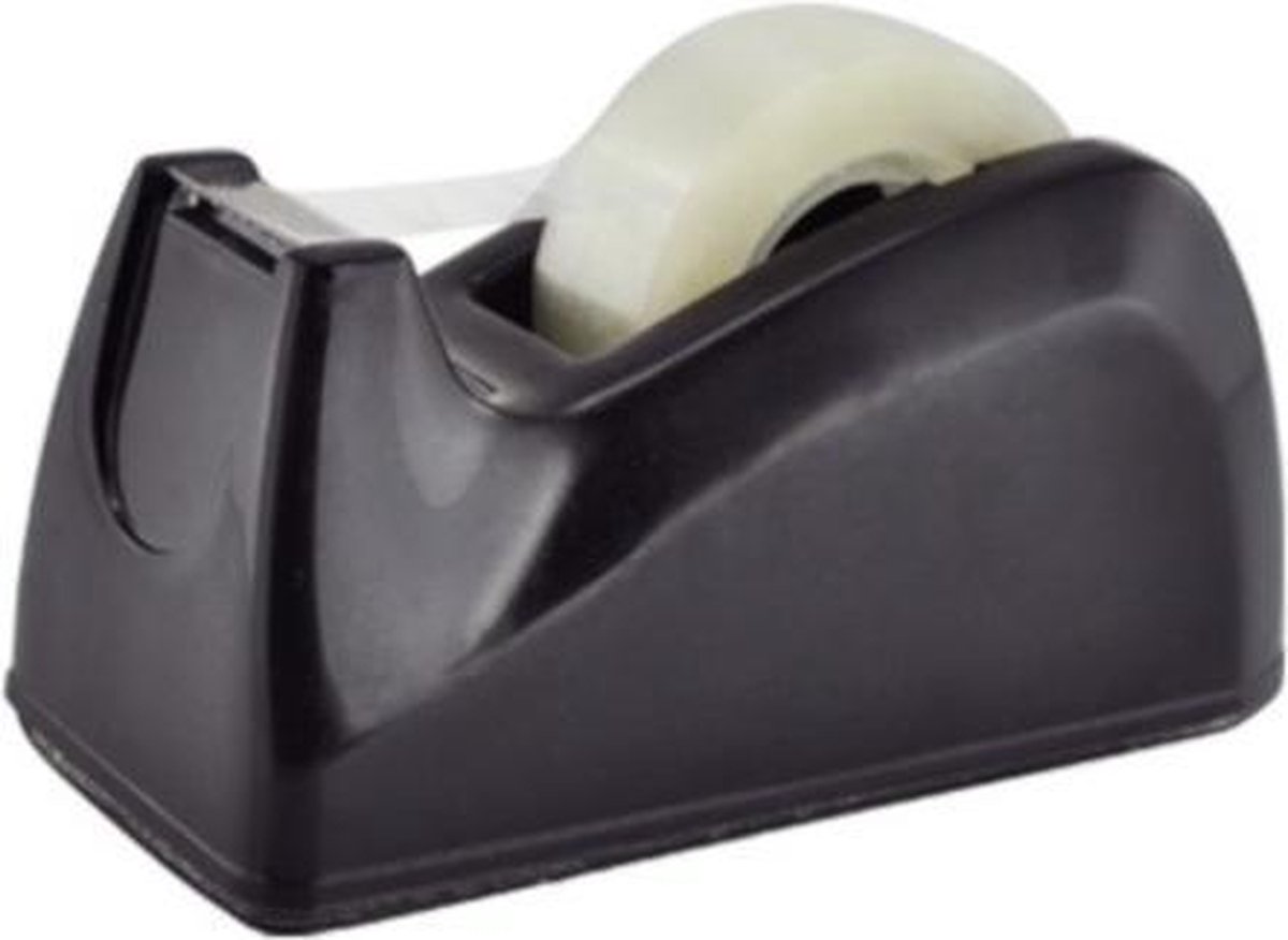SOHO Plakbandhouder – Plakbandhouder – Zwarte plakbandhouder – Geschikt voor rol tape van alle lengtes – Eenvoudig in gebruik – 12 x 5,5 cm – Zwart