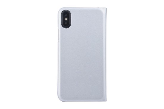 Apple iPhone X; Coque iPhone Xs Card holder Argent Book - Fermeture magnétique