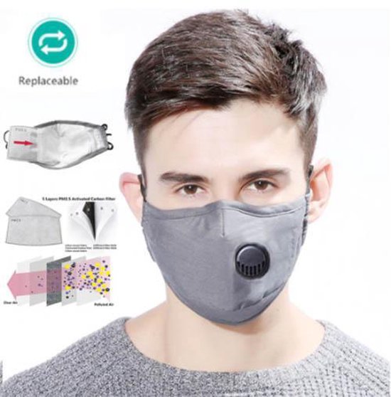 Uitwasbare mondmasker mondkapje Katoen | grijs | trein | ov