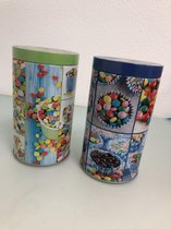 Opbergblikken, groen en blauw ( 2 stuks )