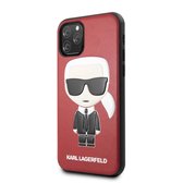 Rood hoesje van Karl Lagerfeld - Backcover - Ikonik Karl - iPhone 11 Pro Max - Full Body - KLHCN65IKPURE