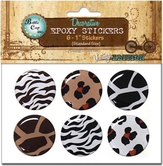Bottle Cap epoxy stickers animal print