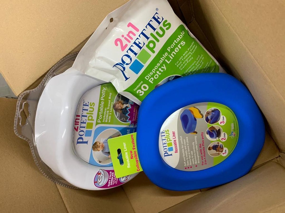 Goedkoopste Potetteplus voordeelpack - Reispotje - wit-blauw