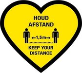 Tweetalig - hart 300 x 300 keep your distance - houd afstand - corona - keep your distance- Vloersticker - sticker - 30 cm