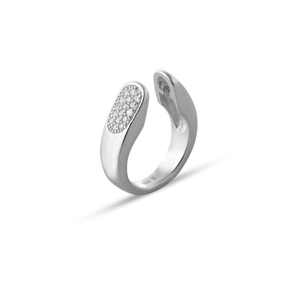 Quiges - 925 Zilver Eligo Ring met Zirkonia voor verwisselbaar 10 mm Bolletje - Maat 18 - NER02318