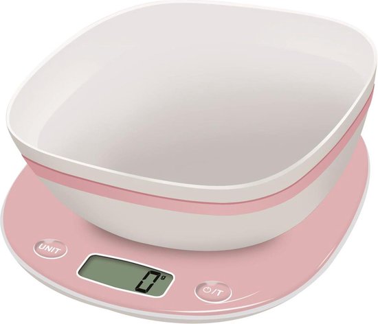 Terraillon macaron roze - digitale weegschaal incl mengkom | bol.com