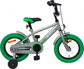 Kinderfiets - Sports - 14 inch - Voor jongens - Met terugtraprem- Zijwieltjes - Groen en grijs