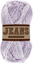 Lammy yarns Jeans gemeleerd katoen garen - lila met wit (03) - naald 3,5 a 4mm - set van 5 bollen