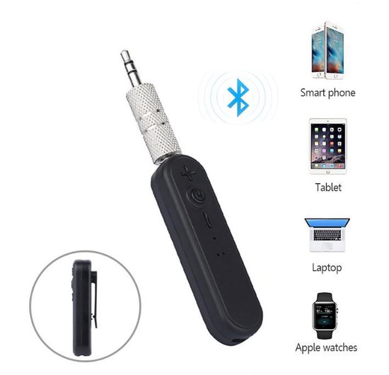 DrPhone BQ3 - Wireless Auto Bluetooth 4.1 Audio Ontvanger - 3.5mm jack Aux - Adapter - Handsfree Kit / Muziek Ontvanger - Maak oordoppen wireless - voor Speaker /Hoofdtelefoon & Auto Stereo - Zwart - DrPhone