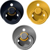 BIBS Fopspeen - Maat 2 (6-18 maanden) - 3 stuks - Oker geel, Dark Denim en Smoke