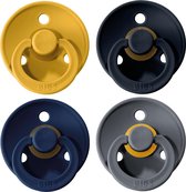 BIBS Fopspeen - Maat 2 (6-18 maanden) - 4 stuks - Oker geel, Dark Denim, Deep Space en Iron