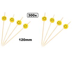 300x Prikker bamboe Big Smile 120mm - prikker worst kaas cocktail feest party