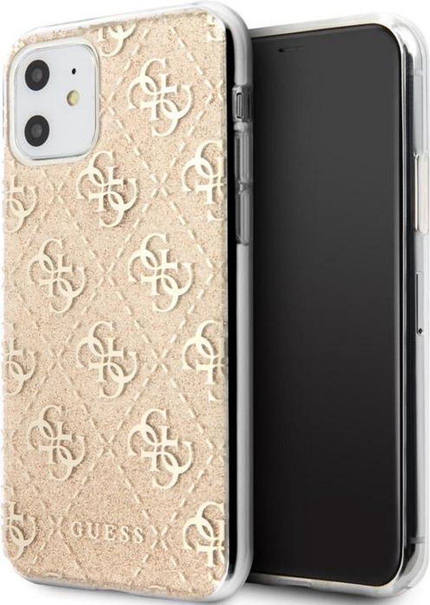Guess 4G Glitter Back Case - Geschikt voor Apple iPhone 11 (6.1") - Goud