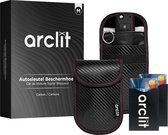 Arclit® | 2x Autosleutel RFID Anti-Diefstal Beschermhoes + 2x RFID kaarthouders | 2Pack | Keyless Entry Beveiliging Hoesje | Signaal Blokkerende Beschermhoes | Voordeelverpakking | Carbon | Maat M