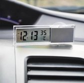 2 in 1 Autoklok en Thermometer met Zuignap - Voor Bevestiging aan Autoruit, Spiegel, Dashboard - Transparant