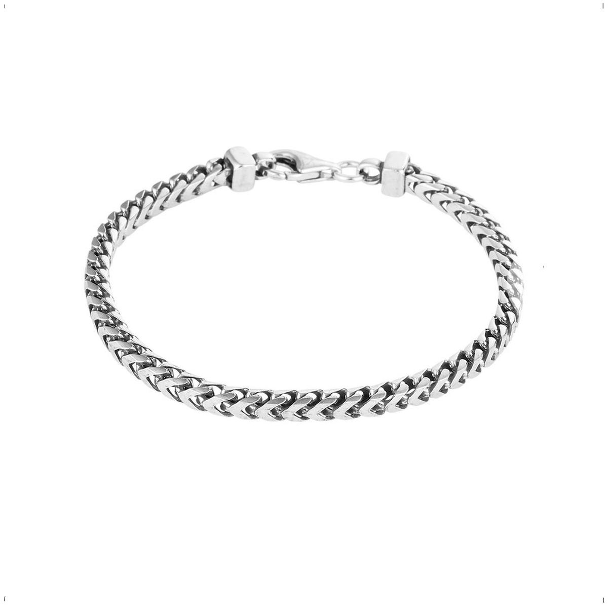 YO&NO - Armband - Zilver - Gourmet - Geslepen - Geoxideerd - 3.7mm - 21cm  -  Sieraden Vrouw  -  Heren - Zilver 925