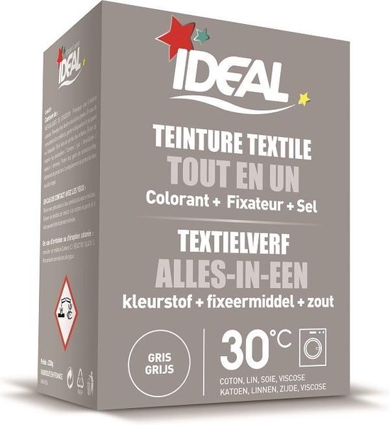 ticket Aanhankelijk Dapperheid bol.com | Ideal textielverf Grijs - 350 gram - Wasmachine - Alles in 1 -  30ºC - Eenvoudig en...