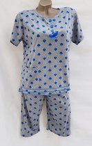 Dames pyjama set met 3 kwart broek schoppenprint XL 40-42 grijs/blauw