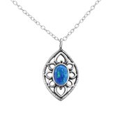 Zilveren ketting met hanger - opaal - dames - pacific blue