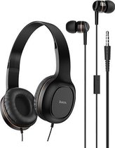 HOCO W24 Enlighten Two-Pack - Koptelefoon met Draad + Earbuds Oordopjes - 3,5mm AudioJack Connector - Goud