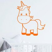 muursticker Unicorn Baby - oranje - 60x72cm - woordsticker.com