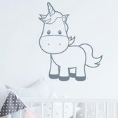 muursticker Unicorn Baby - grijs - 30x36cm - woordsticker.com