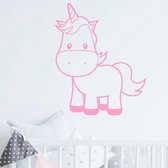 muursticker Unicorn Baby - roze - 30x36cm - woordsticker.com