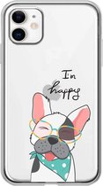 Apple Iphone 11 transparant siliconen honden hoesje - Hondje i`m happy