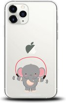 Apple Iphone 11 Pro transparant siliconen hoesje olifantje touwtje springen