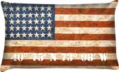 Sierkussen - Buitenkussen Waterafstotend Amerikaanse Vlag Fancy - Multicolor - 40 Cm X 60 Cm