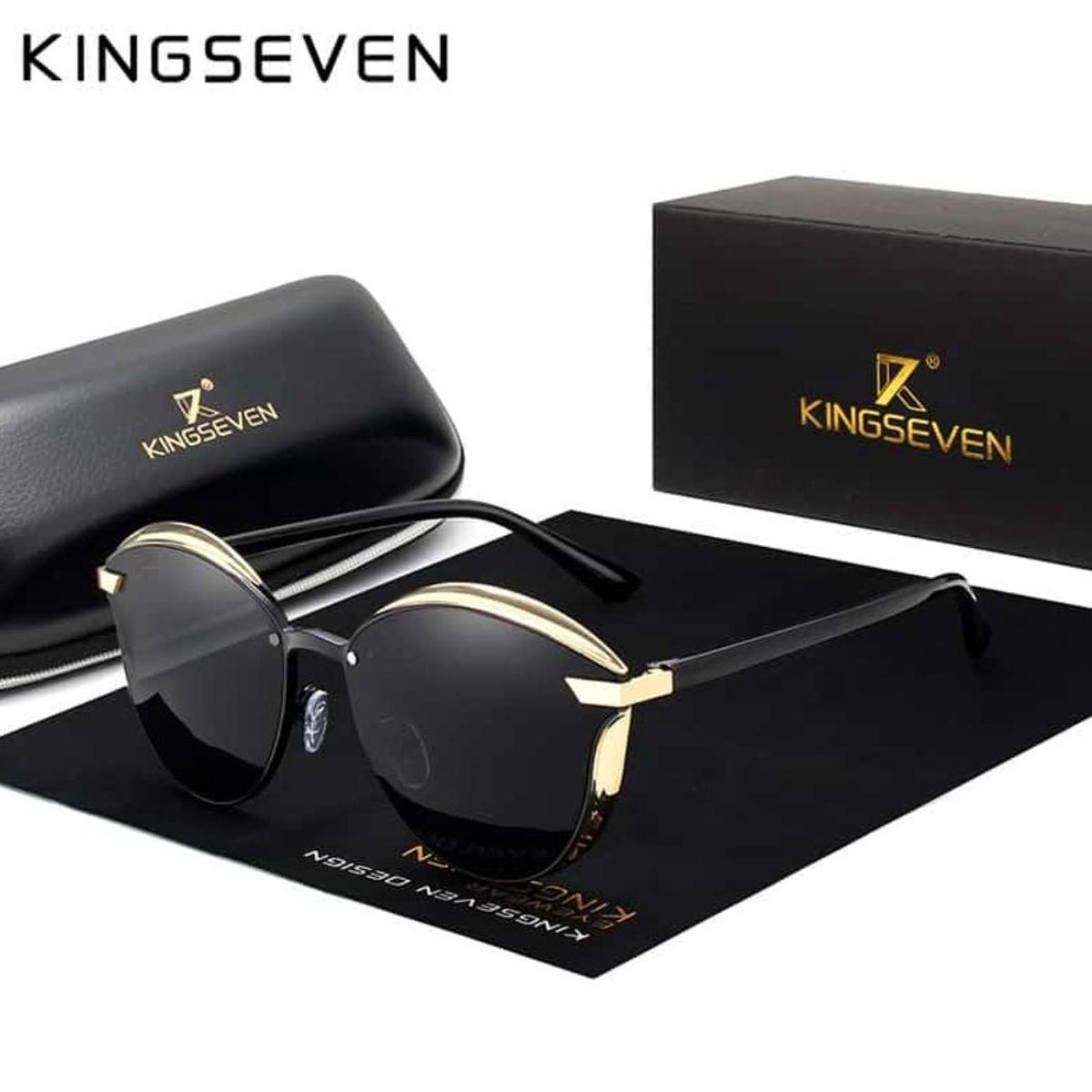 Kingseven Cat Eye Zonnebril - Dames - UV400 - Gepolariseerd - Zwart