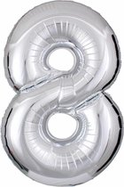 DW4Trading® Cijfer ballon 8 zilver 40cm