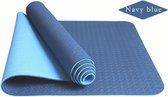 Silverman Dubbelzijdige Yogamat – Blauw/Licht blauw -  Milieuvriendelijke TPE Fitnessmat – Anti-Slip Pilatesmat – Workoutmat voor vrouwen & mannen – Sportmat - 181 x 61 x 0,6 cm