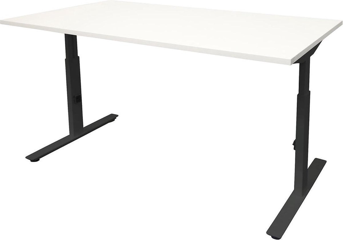 RoomForTheNew Bureau Schiphol plus-Bureau - Bureautafel - Gaming bureau - Game bureau - Computertafel - Desk - Bureau wit - Verstelbaar bureau - Gaming Desk - Bureau tafel - Bureau verstelbaar--Wit blad-Zwart  onderstel- 120x80