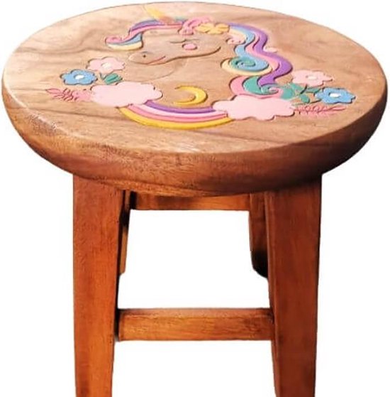 Tabouret En Plastique Licorne Pour Enfants - Dimensions 27x27x21 Cm, Polypropylène, Pour Chambre Ou Extérieur