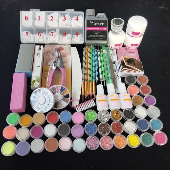 Acryl Nagels Kit Starterspakket - 42 kleuren - 500 nageltips - Merkloos