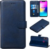 Voor lg w10 klassieke kalf textuur horizontale flip pu lederen tas, met houder en kaartsleuven en portemonnee (blauw)