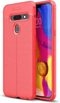 Litchi Texture TPU schokbestendige hoes voor LG G8 ThinQ (rood)