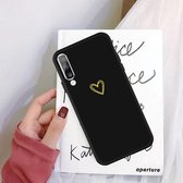 Voor Galaxy A50 Golden Love Heart Pattern Frosted TPU beschermhoes (zwart)