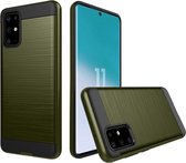 Voor Galaxy S20 Ultra Brushed Texture Shockproof Rugged Armor Beschermhoes (Army Green)