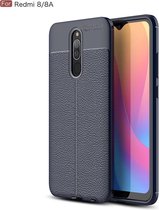 Voor Xiaomi Redmi 8 Litchi Texture TPU schokbestendige hoes (marineblauw)