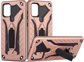 Voor Galaxy A51 schokbestendige TPU + pc-beschermhoes met houder (rosÃ©goud)