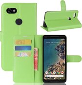Voor Google Pixel 2 XL Litchi Texture horizontale flip lederen tas met houder & kaartsleuven & portemonnee (groen)