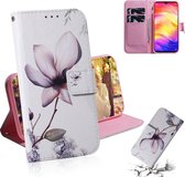 Magnolia Flower Pattern Gekleurde tekening Horizontale Flip Leather Case voor Xiaomi Redmi Note 7, met houder en kaartsleuven en portemonnee