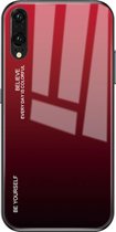 Voor Huawei P20 Gradient Color Glass Case (Rood)
