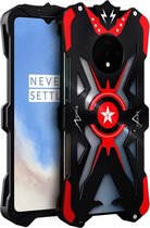 Voor OnePlus 7T Hammer II schokbestendige metalen beschermhoes (zwart rood)
