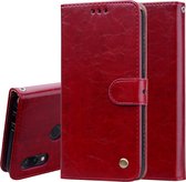 Business Style Oil Wax Texture Horizontal Flip Leather Case voor Geschikt voor Xiaomi Redmi 7, met houder & kaartsleuven & portemonnee (rood)