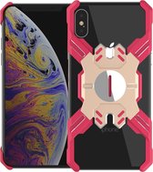 Voor iPhone XS Max Hero-serie Anti-val Slijtvaste metalen beschermhoes met beugel (rood goud)