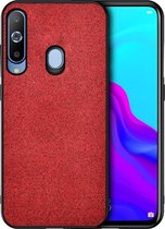 Schokbestendige doek textuur pc + tpu beschermhoes voor Galaxy A20 (rood)